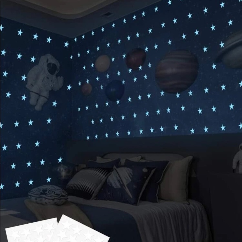 48 pc Star wall stickers glow